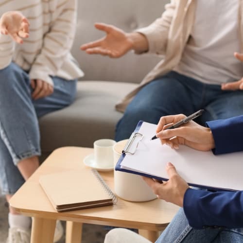 Couple working together in mediation