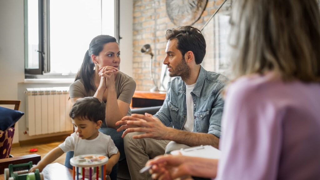 Parents and child at a therapy session