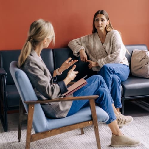 Therapist and client talking through issues