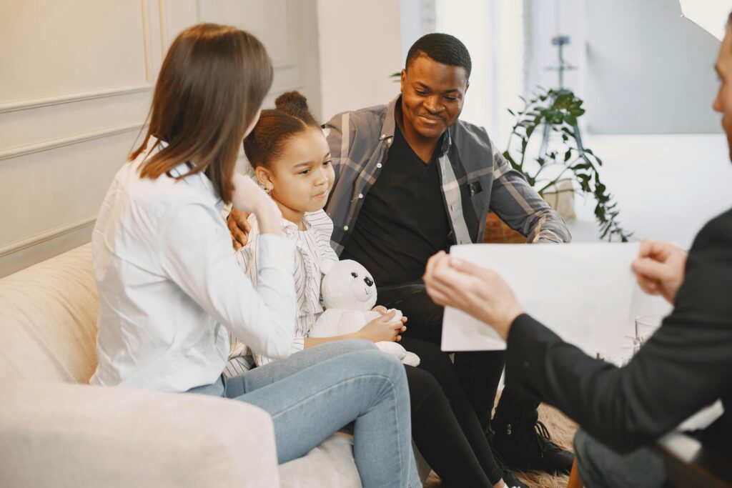Whole Family Mediation in a therapist office